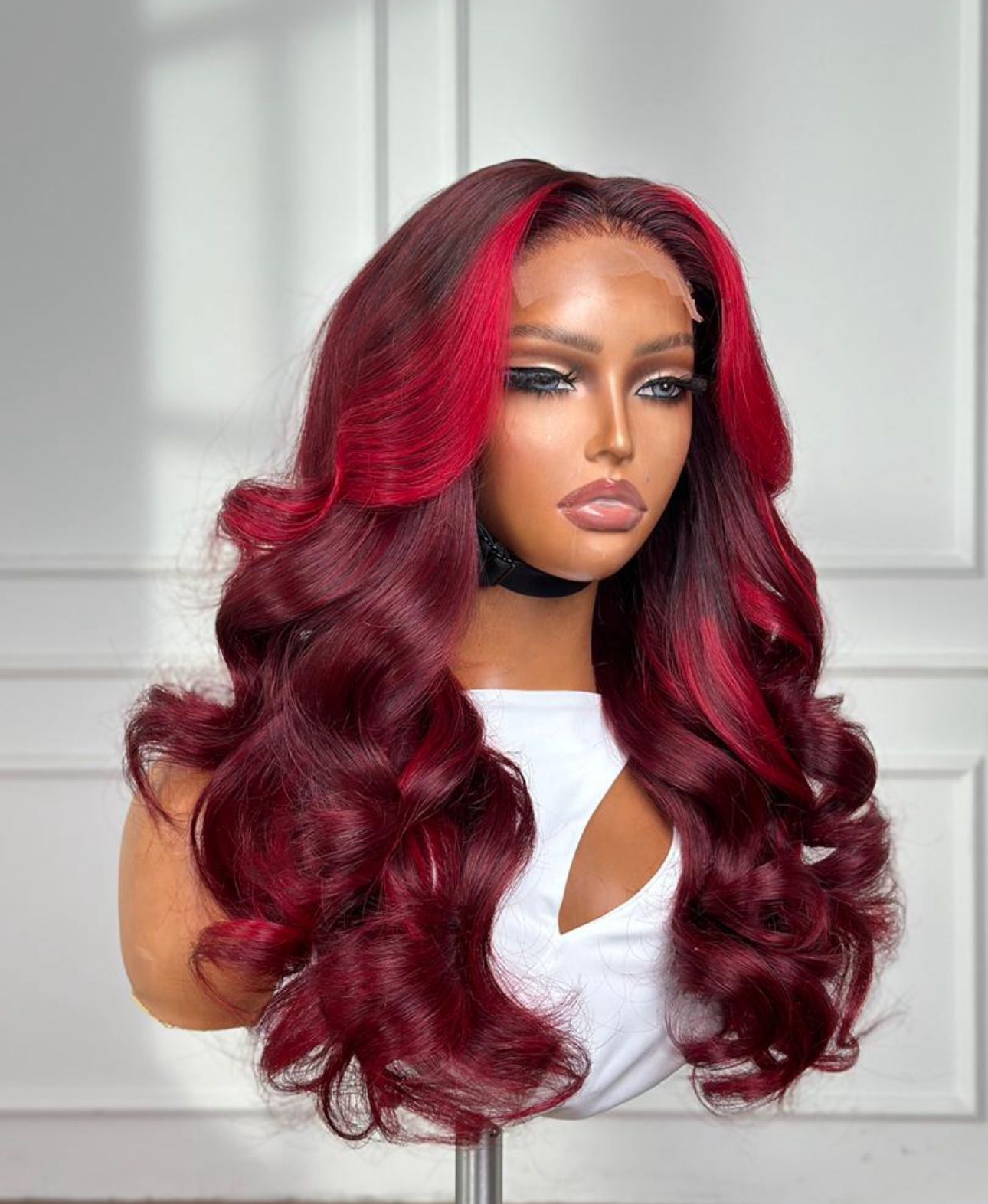 99J Burgundy 5x5 Lace Closure Wig 18 inch - Image 3