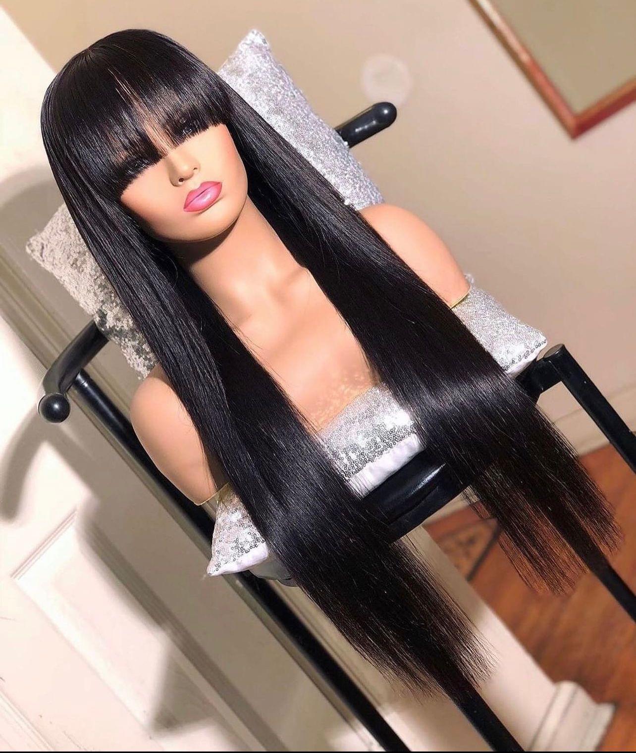 Best 30" Long Straight Hair with Bangs Wig | Hairbybeauty